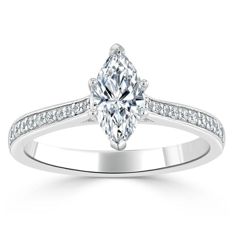 Engagement Ring 1 Carat Marquise Cut Lab Diamond Channel Setting