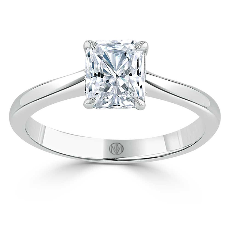 Engagement Ring 1 Carat Radiant Cut Lab Diamond Stone in Solitaire Band