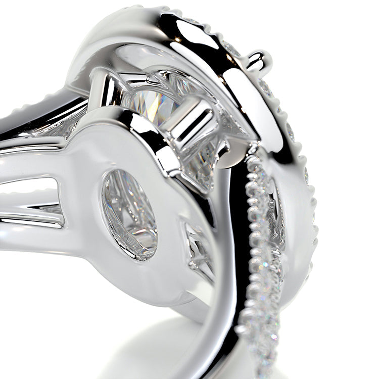 Engagement Ring 2 Carat Oval Cut Lab Diamond Halo Pave Split Setting