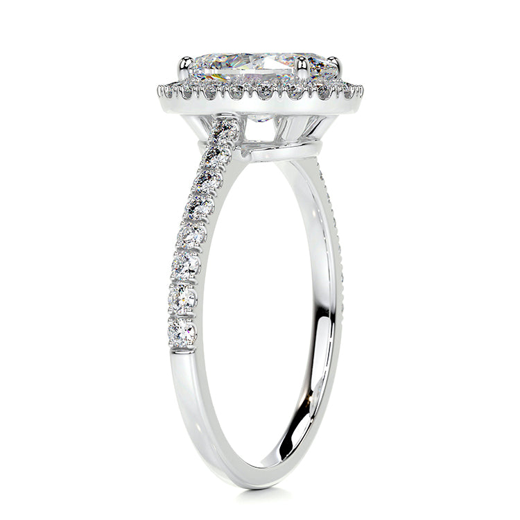 Engagement Ring 2 Carat Oval Cut Lab Diamond Halo Pave Band