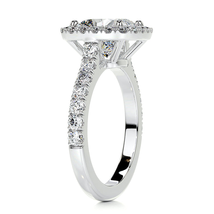 Engagement Ring Halo 2 Carat Cushion Cut Halo Pave Setting