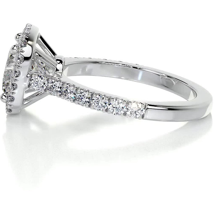 Engagement Ring Halo 2 Carat Cushion Cut Halo Pave Setting