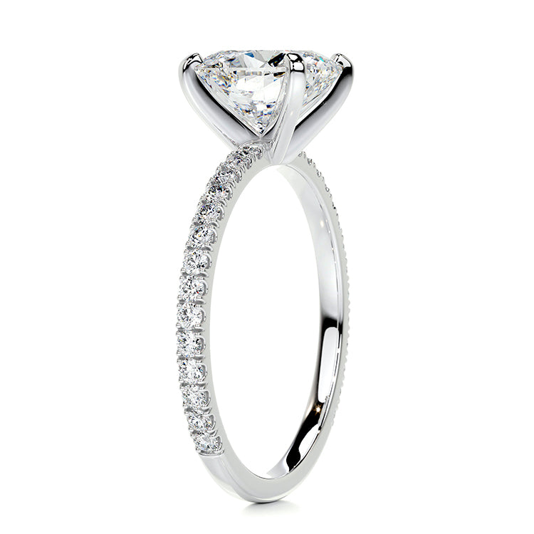 Engagement Ring 2 Carat Cushion Cut Lab Diamond Pave Band