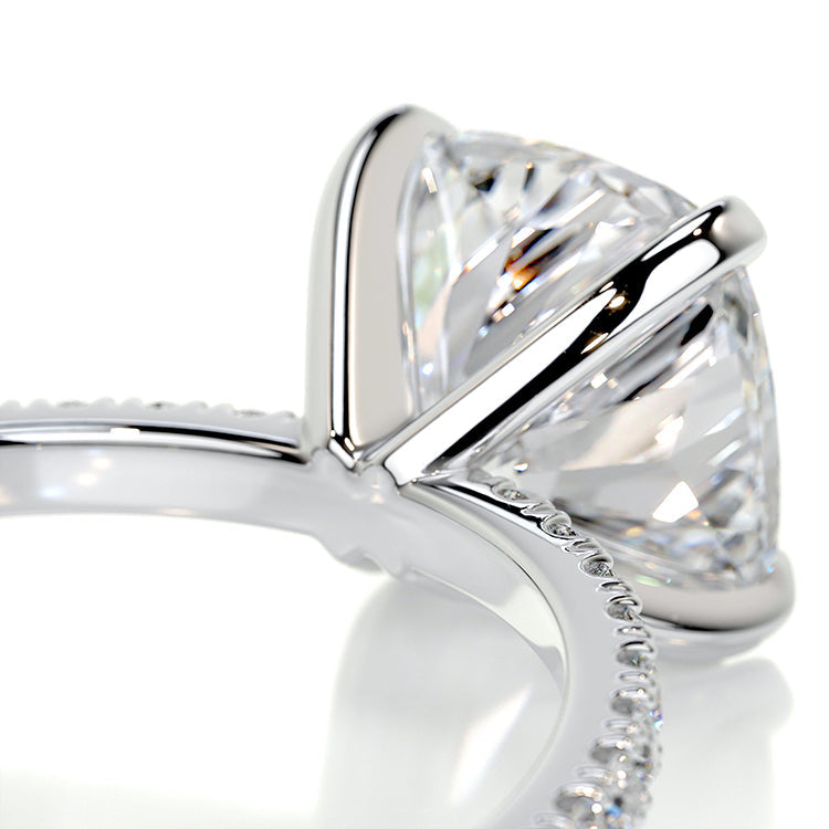 Engagement Ring 2 Carat Cushion Cut Lab Diamond Pave Band