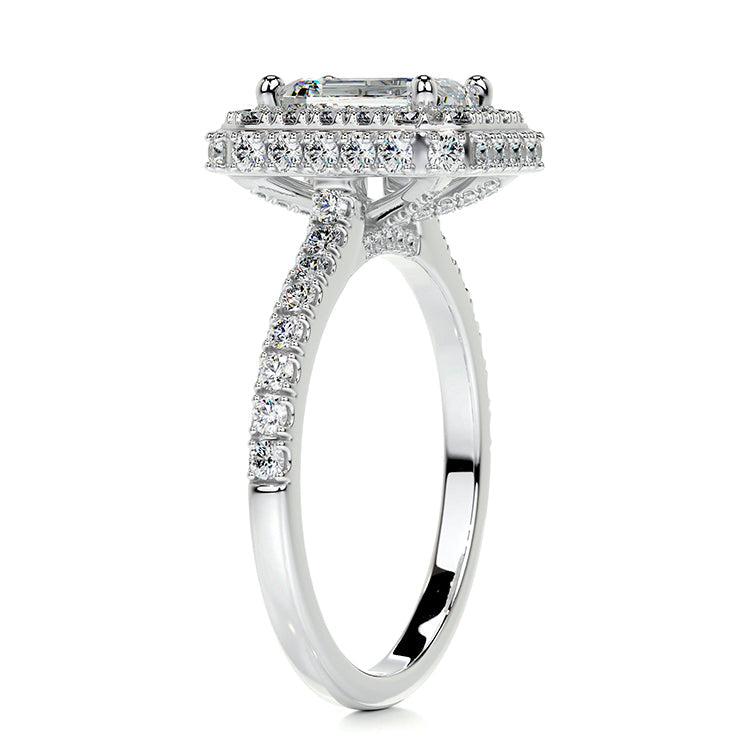 Engagement Ring 2 Carat Lab Diamond Halo Pave Band