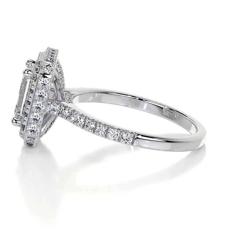 Engagement Ring 2 Carat Lab Diamond Halo Pave Band