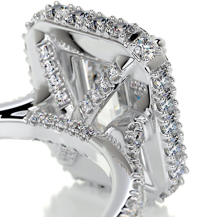 Engagement Ring 2 Carat Lab Diamond Halo Pave Band