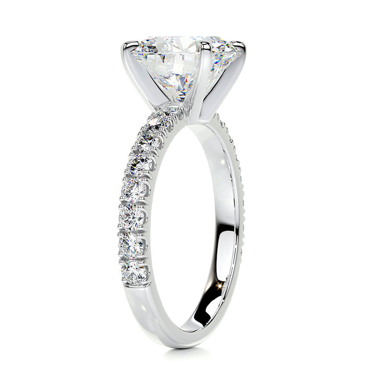Engagement Ring 3 Carat Round Brilliant Cut Lab Diamond Pave Band