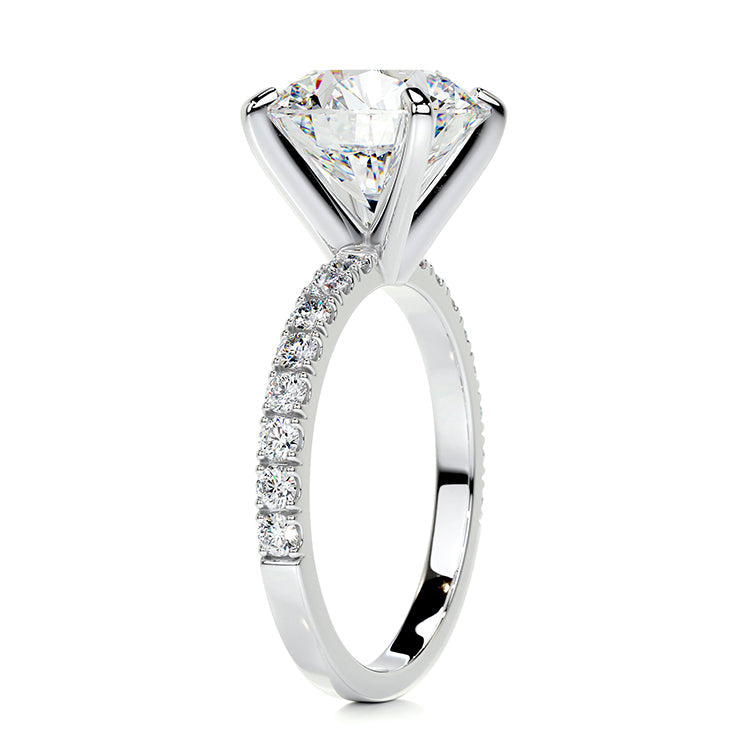 Engagement Ring 3 Carat Round Cut Lab Diamond Pave Band