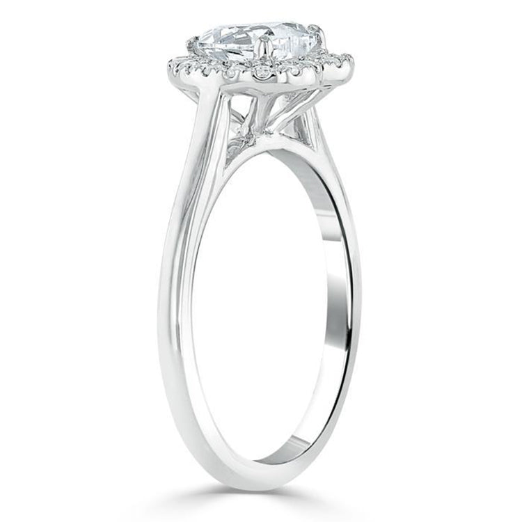 Engagement Ring 1 Carat Heart Cut Lab Diamond Halo Band