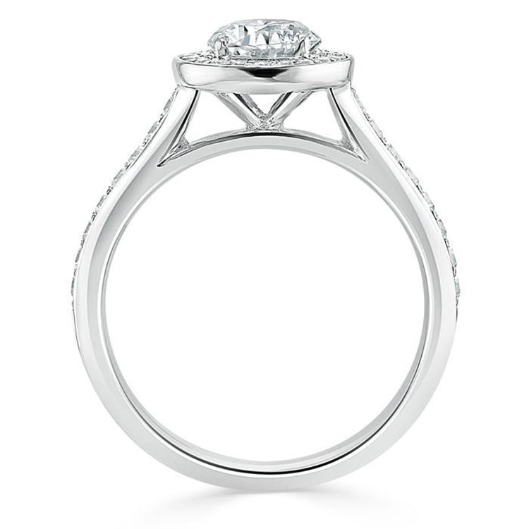 Engagement Ring 1 Carat Round Cut Lab Diamond Halo Channel Band