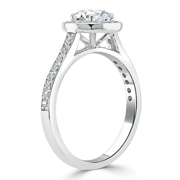 Engagement Ring 1 Carat Round Cut Lab Diamond Halo Channel Band