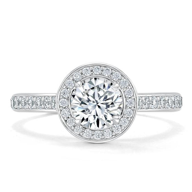 Engagement Ring 1 Carat Round Cut Lab Diamond Halo Channel Band