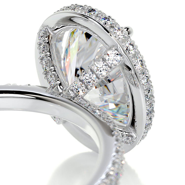 Engagement Ring 2 Carat Oval Cut Lab Diamond Halo Pave Style