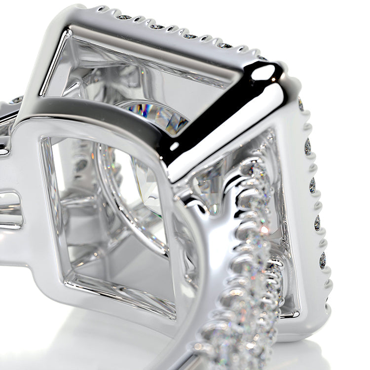 Engagement Ring 2 Carat Round Cut Lab Diamond Split Shank Halo Pave Style
