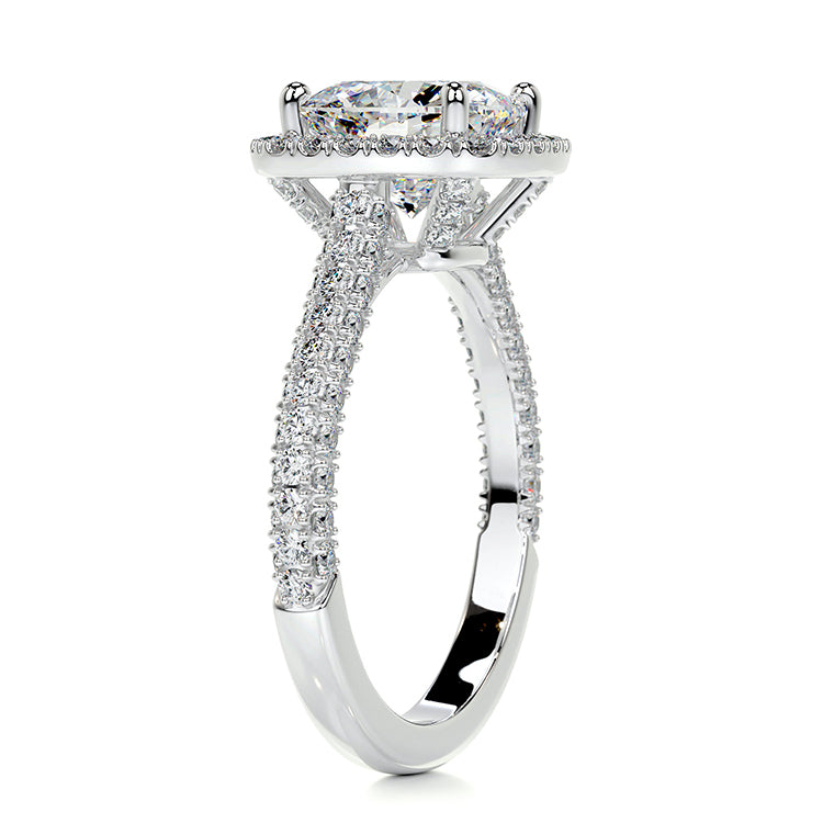 Engagement Ring 2 Carat Cushion Cut Lab Diamond Halo Pave Setting 