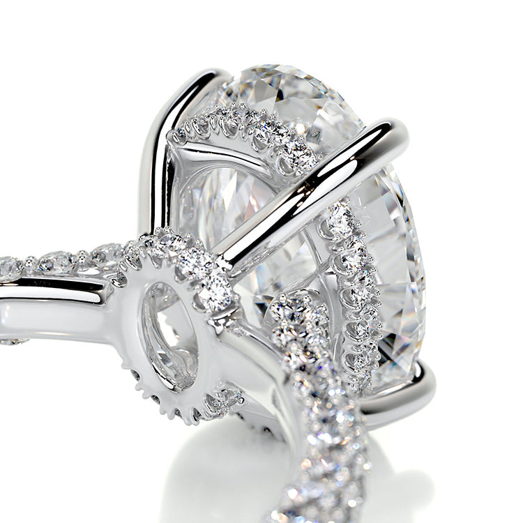 Engagement Ring 3 Carat Oval Cut Lab Diamond Halo Pave Band