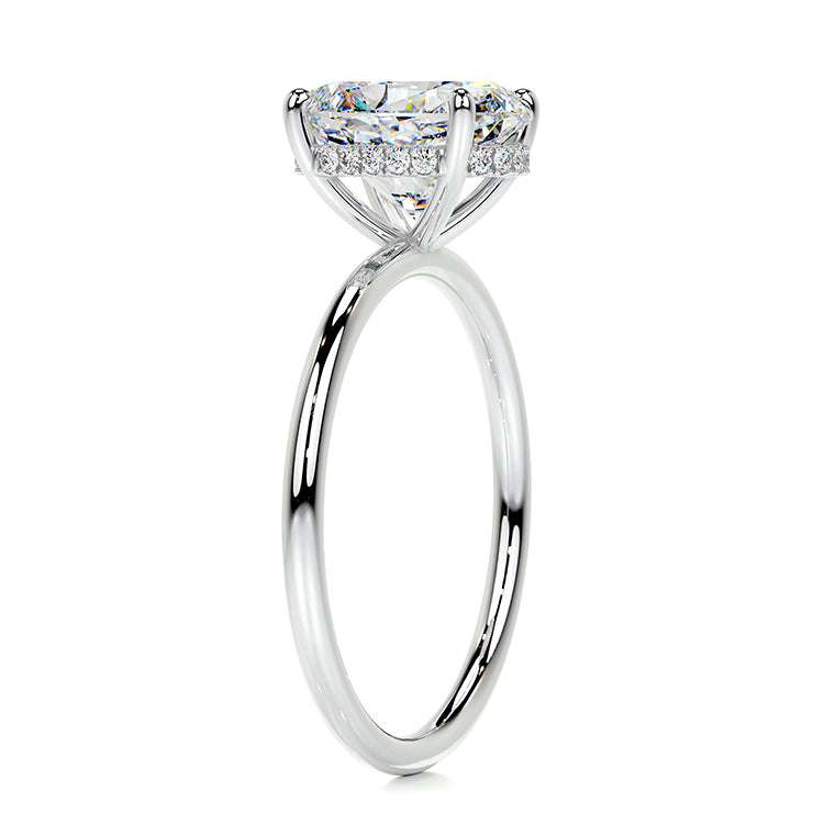Engagement Ring 3 Carat Oval cut Lab Diamond Hidden Halo Band