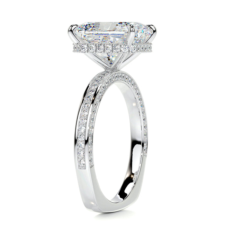Engagement Ring 3 Carat Radiant Cut Lab Diamond Pave Band