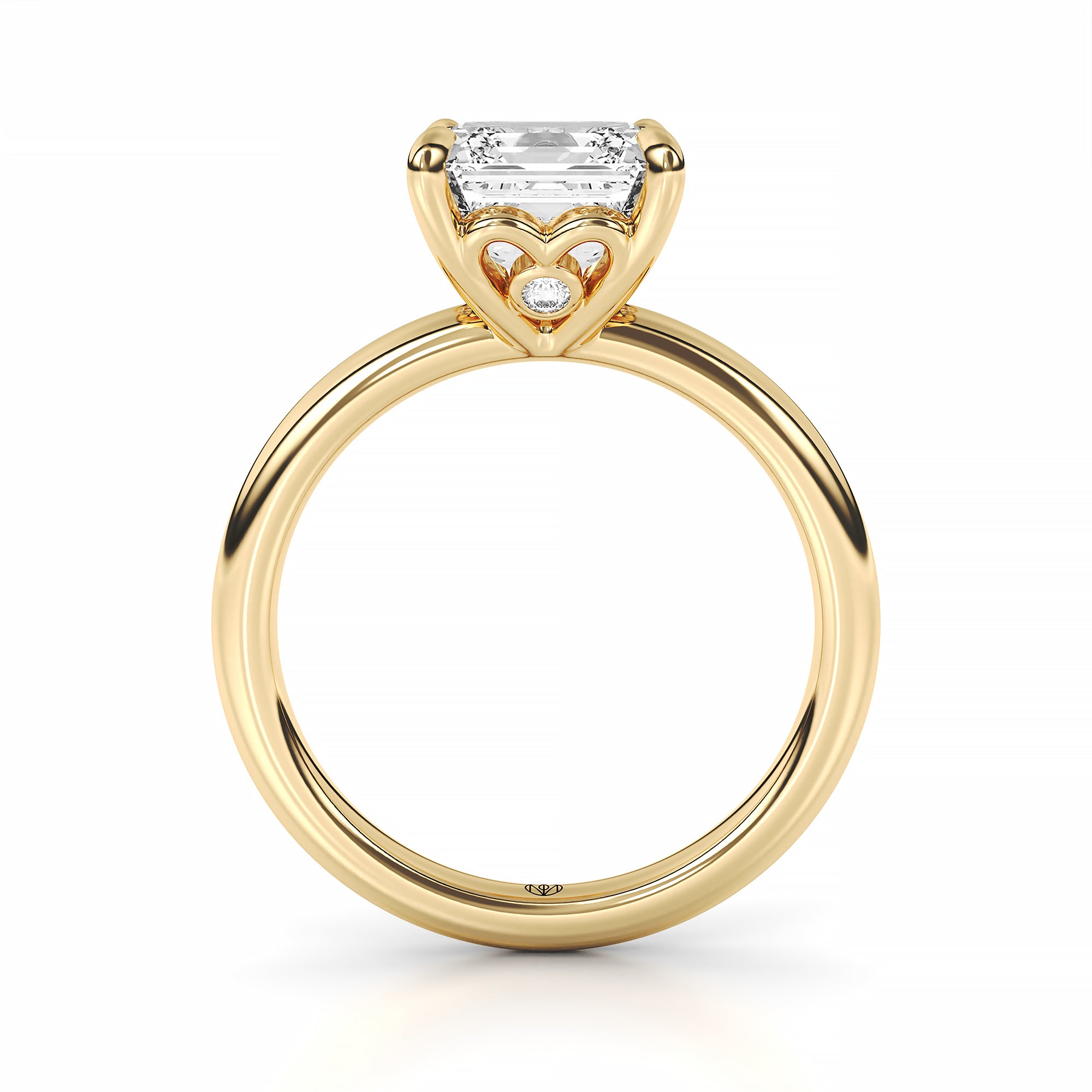 Engagement Ring 2 Carat Asscher Diamond Heart Basket Setting