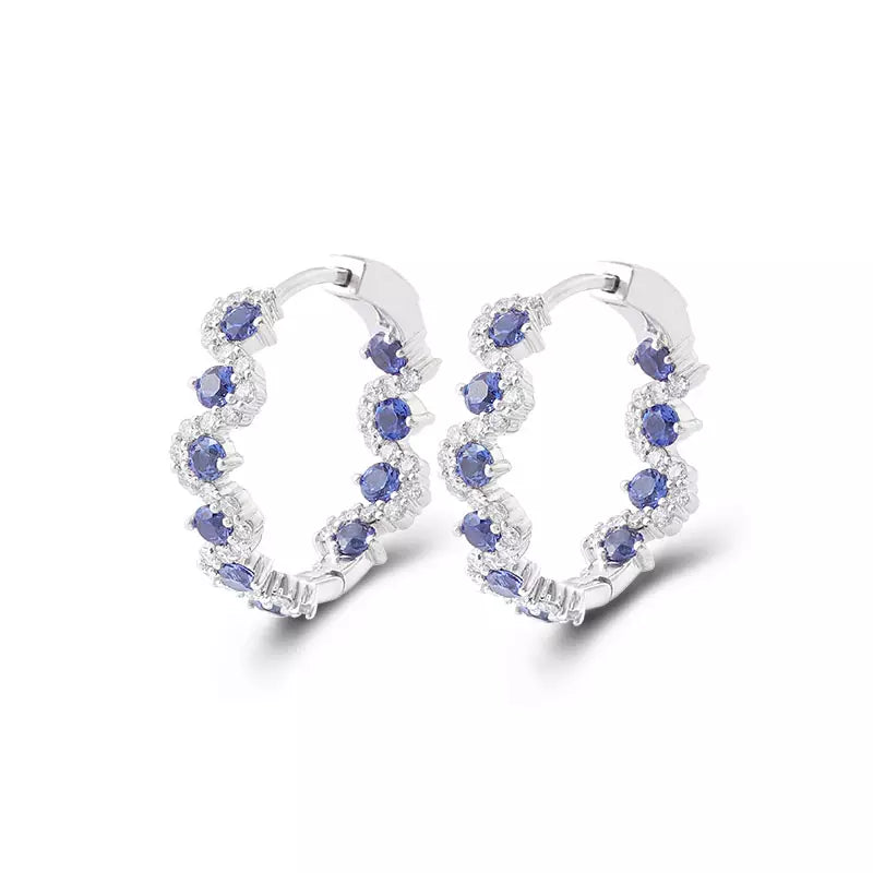 Lab Sapphire Hoops