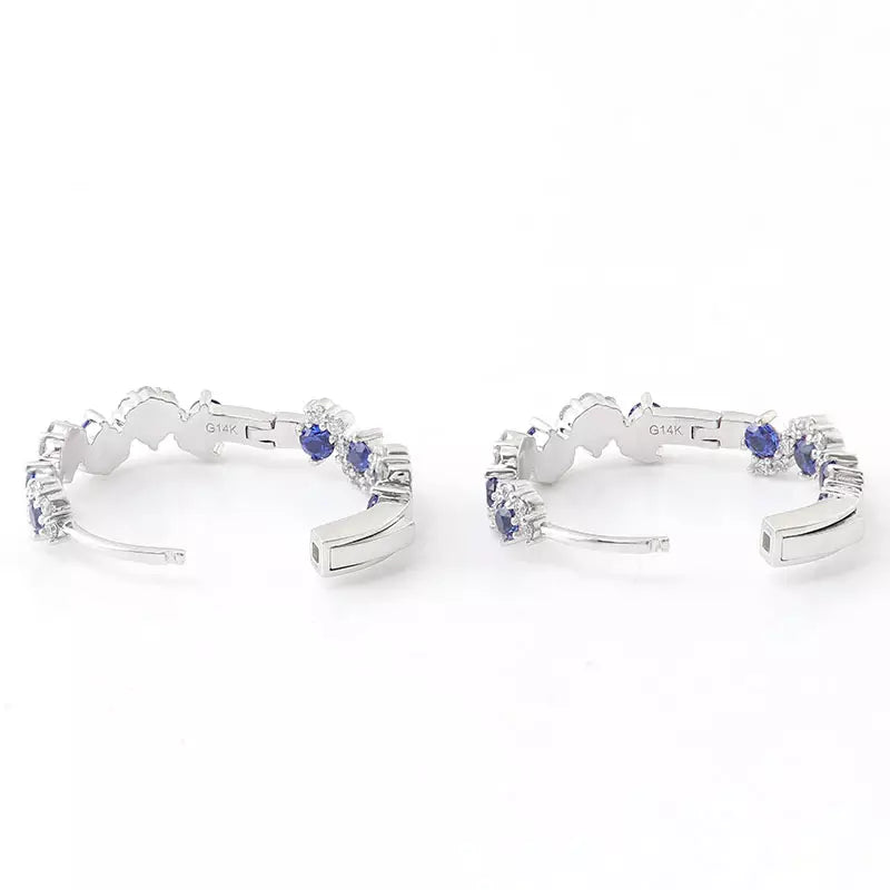 Lab Sapphire Hoops