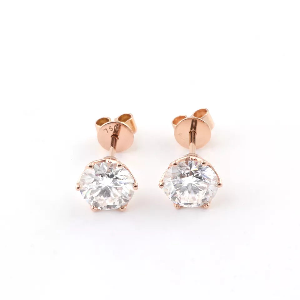 Stud Earrings Round Diamond Cut
