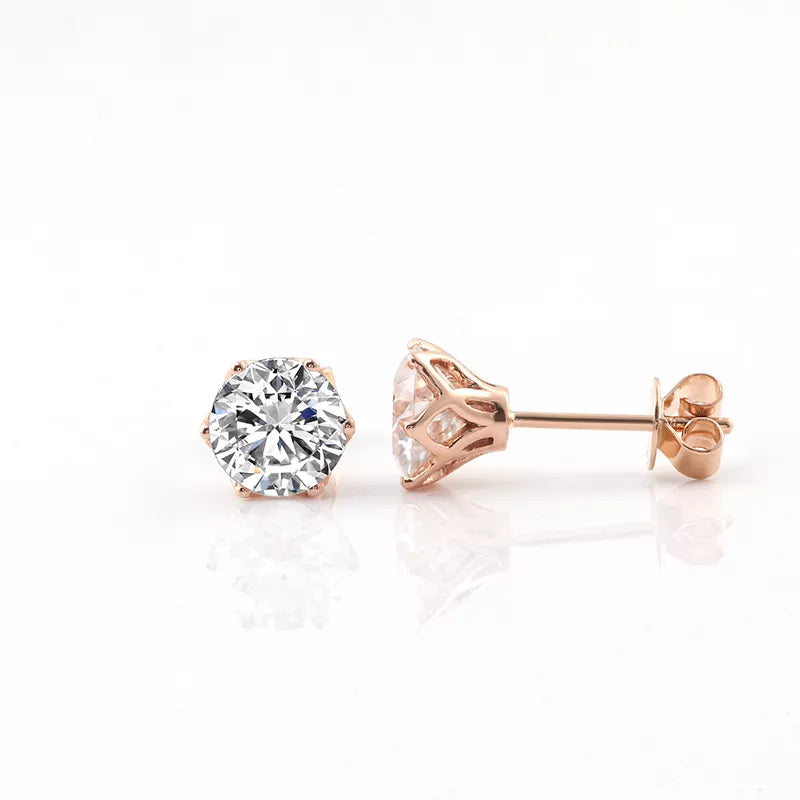 Stud Earrings Round Diamond Cut