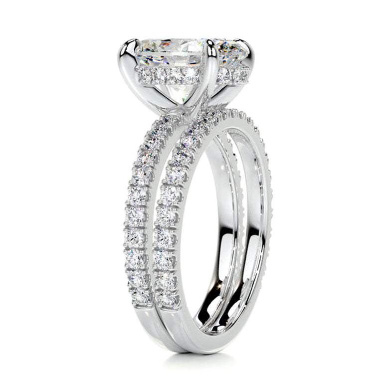 Engagement Ring 3 Carat Oval Cut Lab Diamond Wedding Band Set