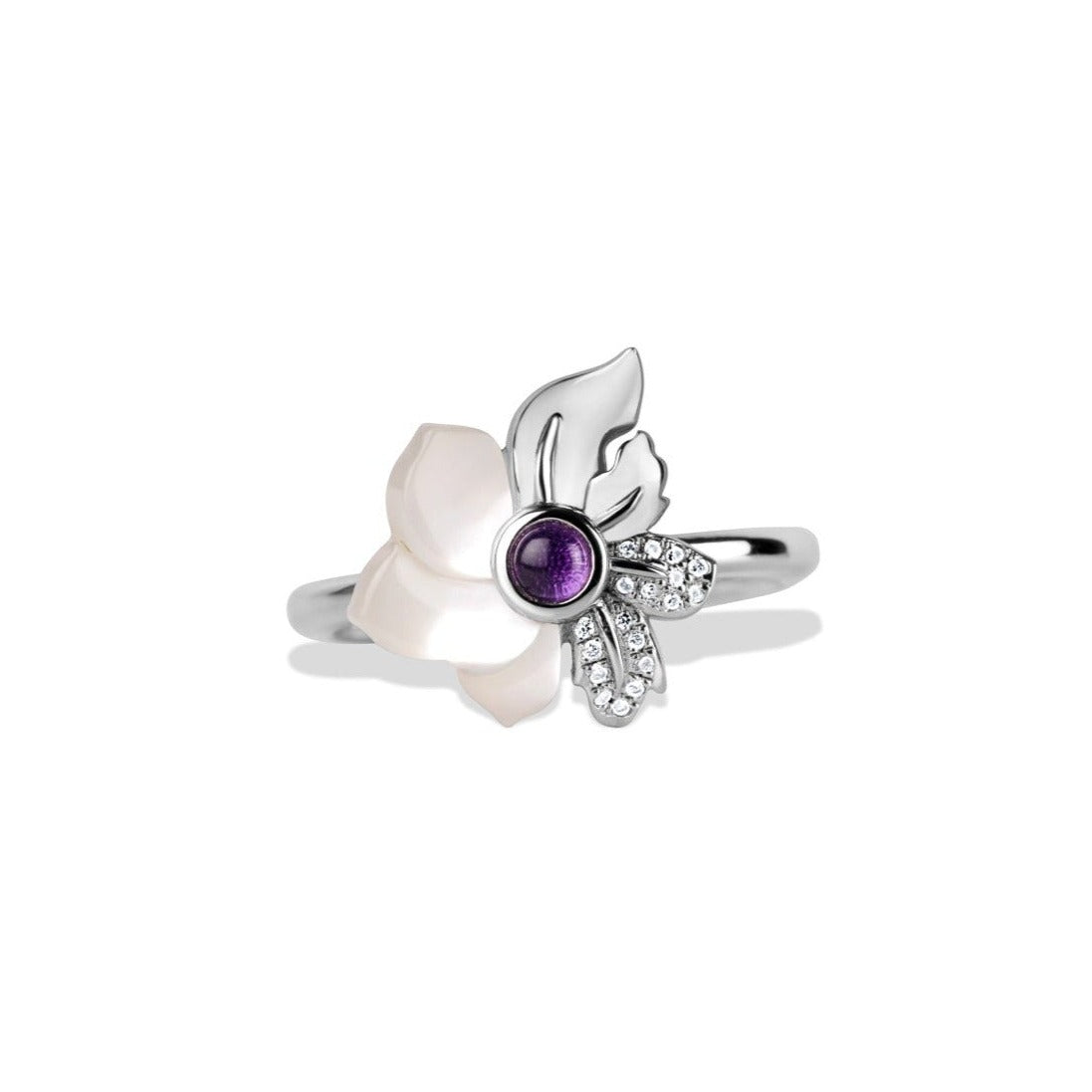 Diamond and Pearl Flower Ring