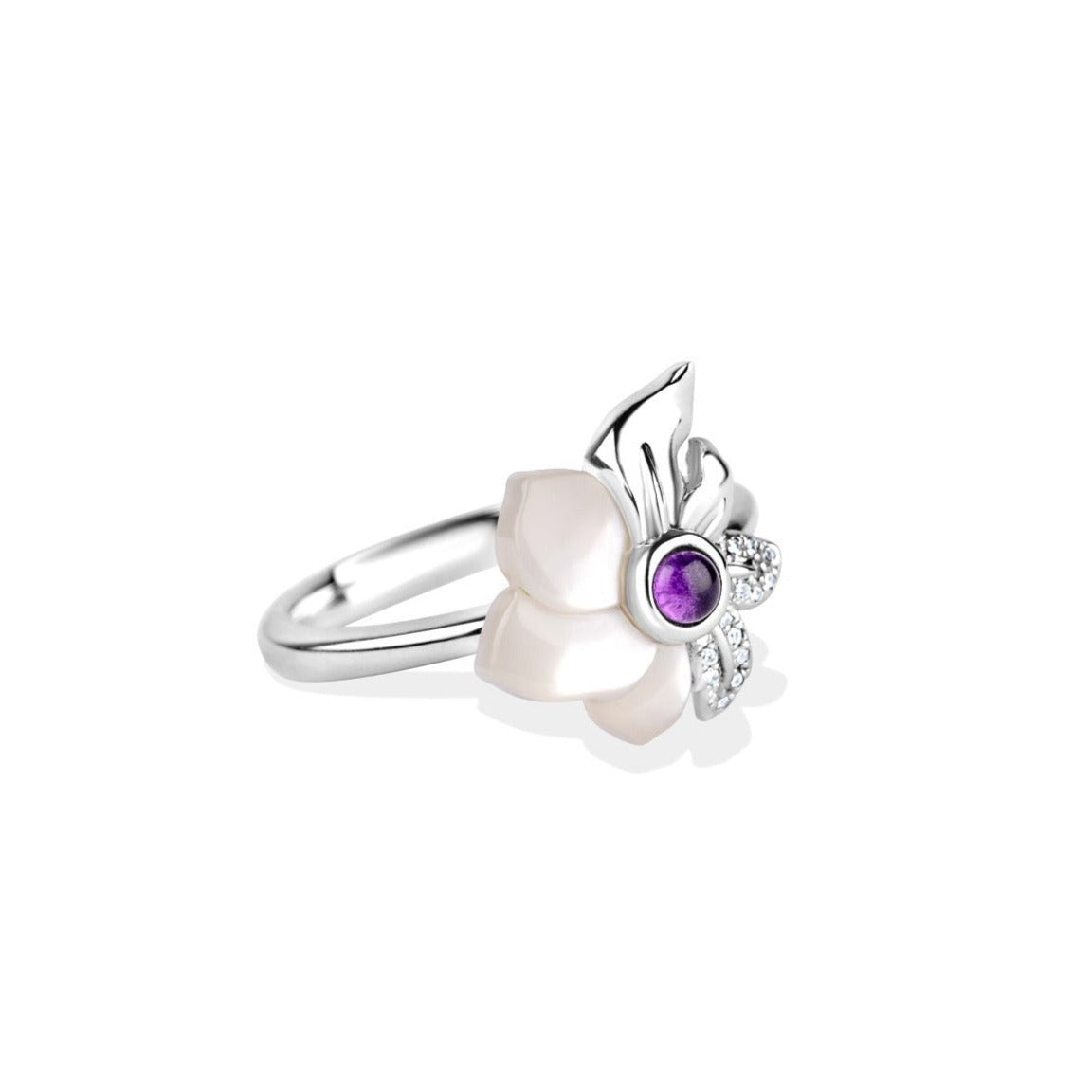 Diamond and Pearl Flower Ring